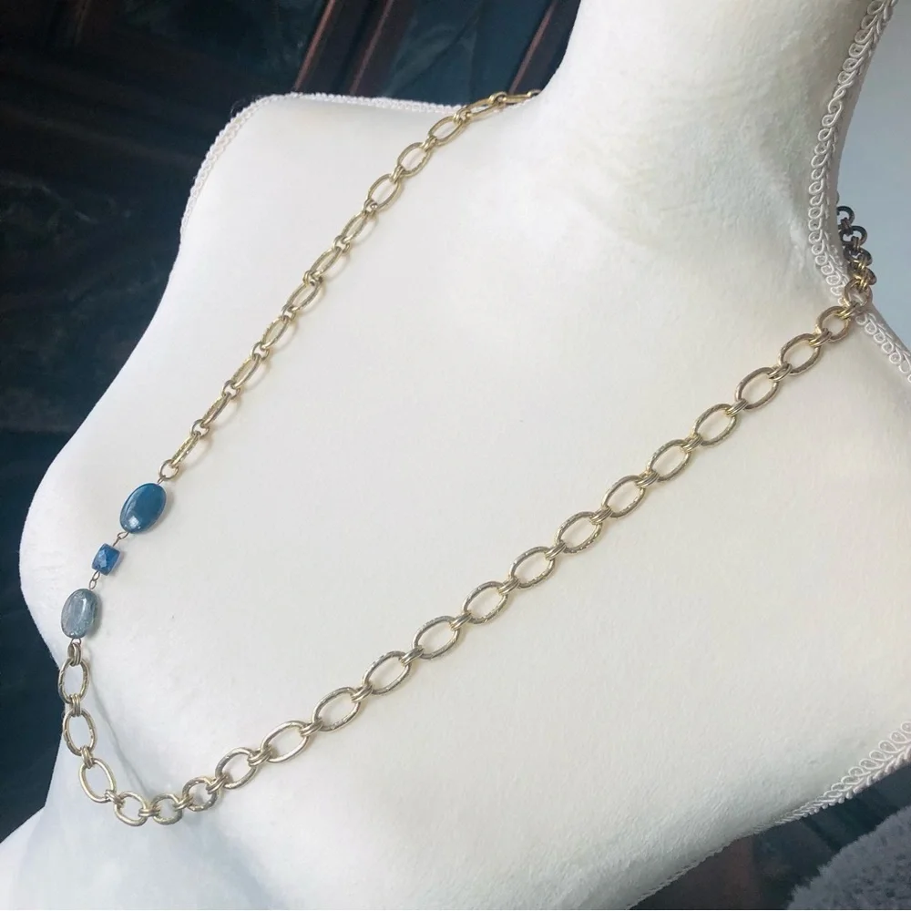 Handcrafted recycled material sodalite natural stone accent necklace